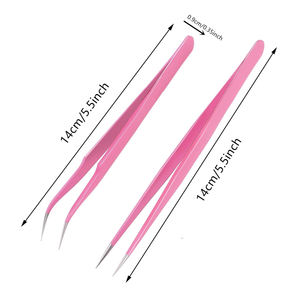 Pinzas Profesionales de Acero Inoxidable para Pestañas, Duraderas, con Punta Lisa y Dentada para Uso en Salón, Personalizables - Product Image 2