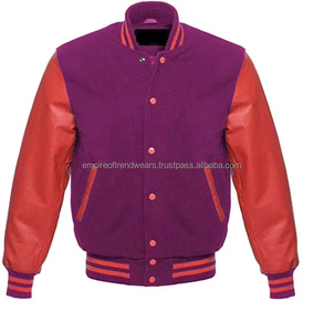 Chaqueta Bomber Varsity de Invierno para Hombre, Personalizada, de Alta Calidad, con Cuello Alto, Mangas de Cuero, Recubierta de Lana y Cuero, al por Mayor - Product Image 2