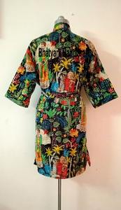 Frida Khalo Kantha Robe Veste matelassée Robe de chambre style kimono avec motif lettre Cadeau pour elle - Product Image 5