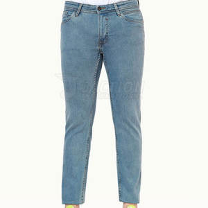 Pantalones vaqueros informales de cintura media para hombre, tela vaquera transpirable de Color sólido de la mejor calidad, logotipo personalizable para uso en exteriores - Product Image 1