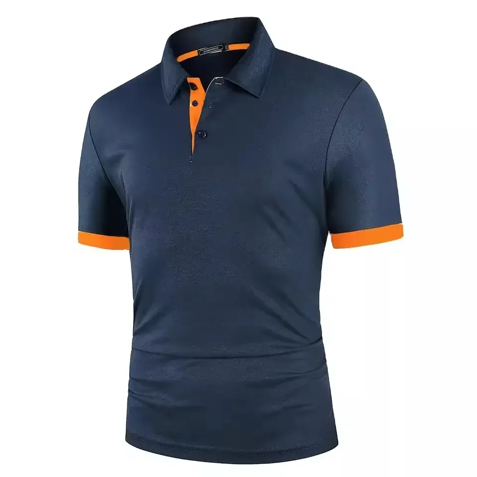 2024 yeni yüksek kaliteli erkek uzun kollu Polyester tişörtler Oem toptan Golf Polo gömlek katı desen o-boyun yaka moda