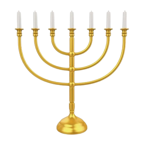 Judaica Hanukkah Menorah with <b>Star</b> Metal Elegant Silver Gold Plated Menorah <b>Candle</b> <b>Holder</b> Seven Arm Style - Product Image 2