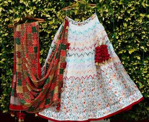 La plupart des tendances Inde Look riche Mehandi vêtements spéciaux multicolore soie Lehenga Choli Dupatta lourde broderie dentelle feuille mariages - Product Image 3