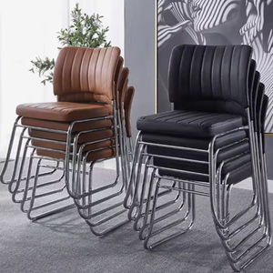 Modern PU Leather Visitor <b>Chair</b> <b>Office</b> Conference <b>Chair</b> Metal Frame Guest Seating with Open Back - Product Image 3