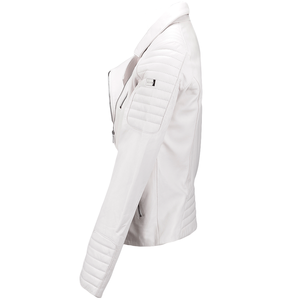 Femmes haut tendance personnalisé automne hiver vestes en cuir solide col tournant conception manches longues respirant doublure en Satin - Product Image 2