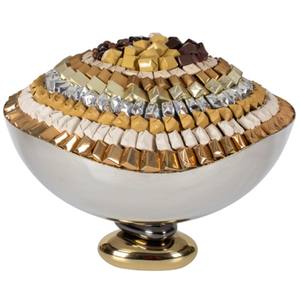 Venta al por mayor de lujo de plata martillado cuenco de metal con chocolates y decoración floral elegante bandeja de regalo de chocolate para ocasiones especiales - Product Image 4