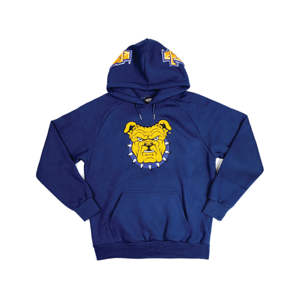 Custom Logo 60% Cotton 40% Polyester 350 gsm <b>Fleece</b> Chenille Embroidery <b>Navy</b> NC A&T Pullover Hoodie - Product Image 1