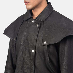 Manteau en cuir noir pour homme Macho - Product Image 4