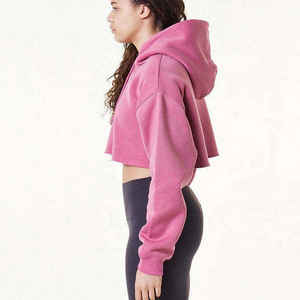 Sudaderas con Capucha y Top Corto de Punto para Mujer, 100% Algodón, Logotipo Frontal Personalizable, Venta al Por Mayor - Product Image 3