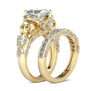 Jeulia Platinum Tone Princess Cut Zircon Geometric <b>Skull</b> <b>Ring</b> - Product Image 1