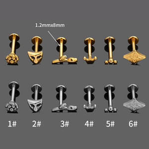 Vente en gros de clous de nez filetés internes de 16 g, acier chirurgical 316L, labret, boucles d'oreilles pour piercing d'hélix, clous hypoallergéniques - Product Image 4