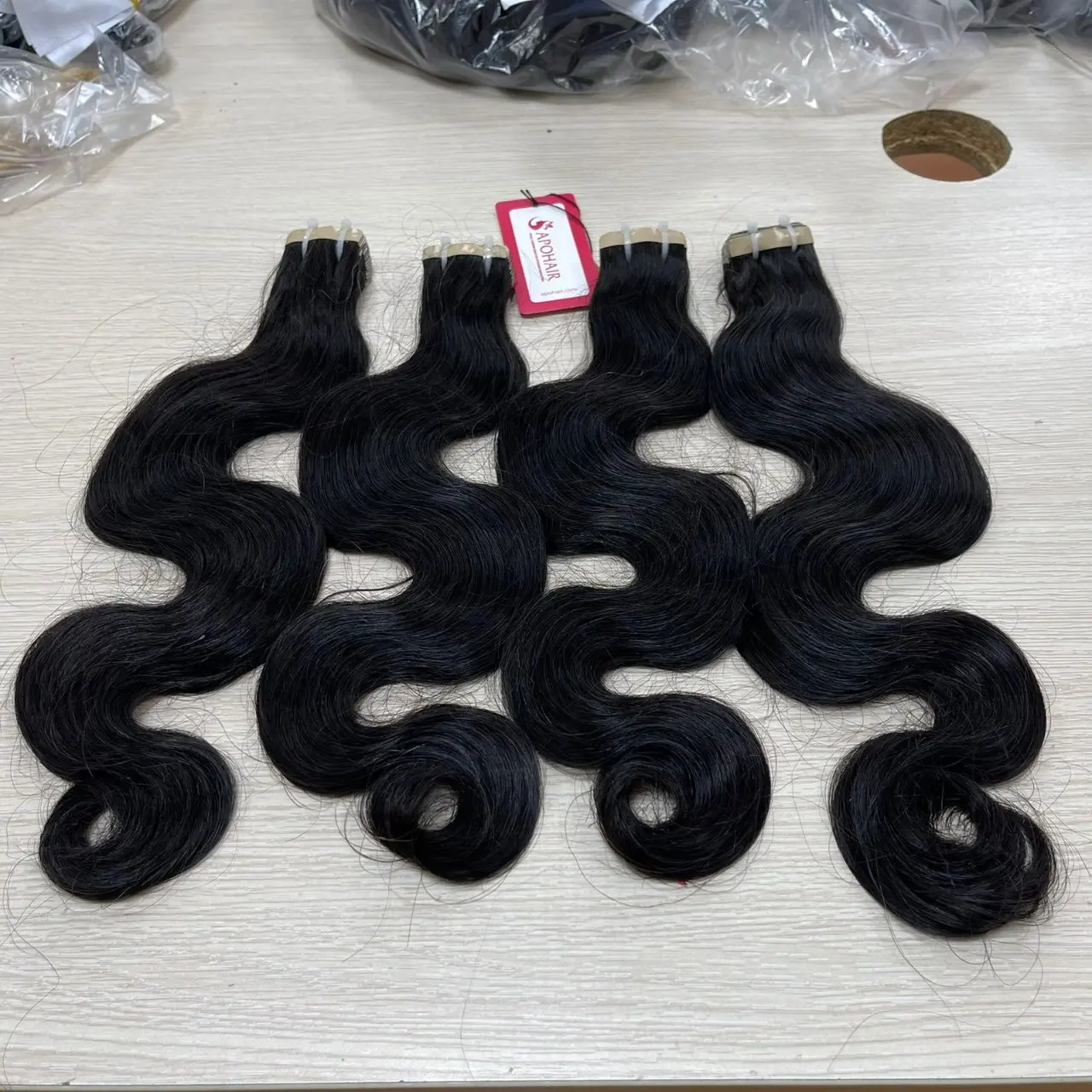 Необработанные вьетнамские волосы на водной основе, волнистые ленты для волос # 1b, двойные натянутые, не спутываются, не линяют, Fedex