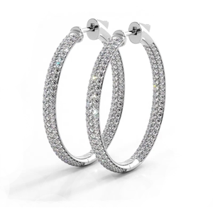 2.5 CTW Lab-Created Moissanite Triple Row <b>Earrings</b> 14K Gold Sterling <b>Hoop</b> Style Religious Rhodium Plated Platinum Main Material - Product Image 1