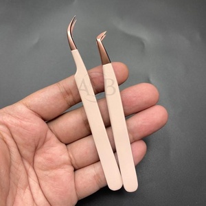 Pince à cils nude de qualité chirurgicale en acier inoxydable à poignée diamantée Pince à cils 90 45 degrés Pince à cils droite - Product Image 4