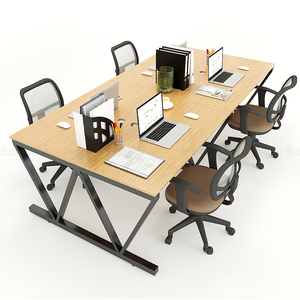BFVB012-VBamboo 4-Piece Cluster <b>Workstation</b> 240x120cm Luxury Minimalist Contemporary Design L Melamine <b>Desk</b> Assembly Required - Product Image 2