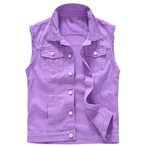 100% algodón cómodo sin mangas cuello vuelto botón cubierto bolsillos elegantes chaleco vaquero transpirable de alta calidad para hombres - Product Image 6