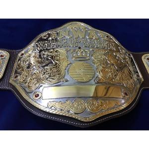 Ceinture de championnat de lutte mondiale NWA en métal, équipement sportif, plaques en laiton et zinc, sangle en cuir véritable, titre de champion - Product Image 2