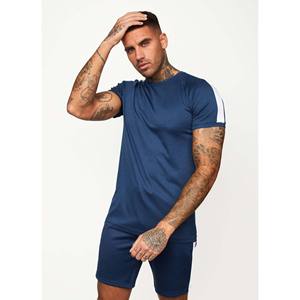 Conjunto de camisetas y pantalones cortos de poliéster 100%, manga corta, cuello redondo, Color Azul Marino - Product Image 1