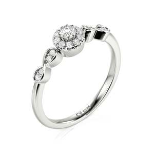 Bague de mariage Jeulia personnalisée en diamant rond avec sertissage pavé en platine - Product Image 1