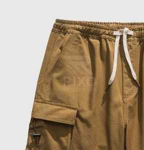 Shorts en toile décontractés pour hommes |   Shorts d'été 100% polyester anti-plis taille haute style cargo imprimé personnalisé avec cordon de serrage - Product Image 4