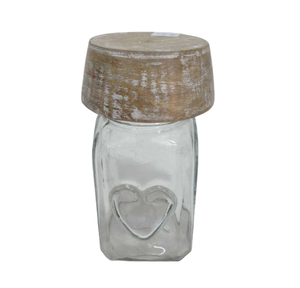 Boîte de rangement faite à la main, design moderne, taille moyenne, finition carrée en verre/bois, brun brillant, couvercle de couleur naturelle, pot alimentaire - Product Image 3