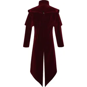 Casaco vermelho de vampiro castelo steampunk medieval, fantasia de cosplay, casaco de trincheira para nobres da Idade Média, roupa de estilo vitoriano, imperdível