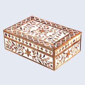กล่องเครื่องประดับไม้ดีไซน์ดอกไม้ทำด้วยมือพร้อมฝังกระดูกอุปกรณ์จัดเก็บของตกแต่งบ้านและของขวัญ - Product Image 2