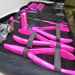 Kit d'outils professionnels personnalisés pour extensions de cheveux, couleur rose vif, pinces à micro-anneaux, outil de retrait de perles et accessoires de salon - Product Image 2