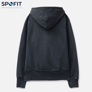 Style Vintage léger Logo personnalisé en détresse lavage à l'acide sweats à capuche surdimensionné Streetwear pull à capuche sweat pour hommes - Product Image 2