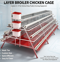 Cages d'élevage personnalisées pour poulets, à trois/quatre niveaux, à escalon vertical, multi-portes, pour poules pondeuses et poulets de chair, pour l'élevage avicole