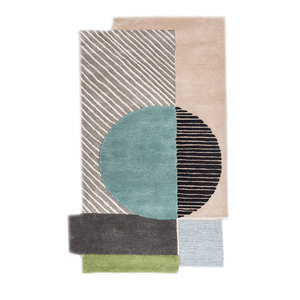 Alfombra Rectangular Azul de Lana y Viscosa Hecha a Mano con Diseño Abstracto 9x12 para Entrada, Dormitorio y Sala de Estar - Tnq-125 - Product Image 1