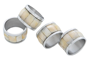 Anneaux de serviette incrustés de nacre fabriqués en Inde anneau de table MOP anneau de serviette en nacre accessoires de décoration de table à manger - Product Image 3