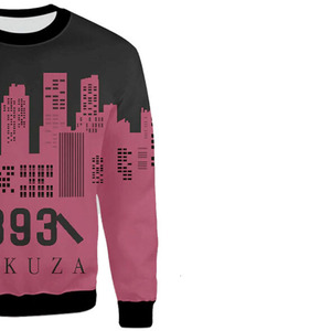 Sudadera Premium Personalizada con Estampado para Hombre, Estilo Urbano, Cuello Redondo, Corte Regular, Otoño, Tejido de Poliéster, Negro y Rosa - Product Image 6