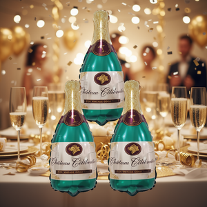 Globos de Aluminio con Forma de Botella de Champán Chateau Celebration, Verdes, 21.5x50cm, Decoraciones para Fiestas - Product Image 3