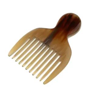 Hecho a mano Natural diente ancho búfalo vaca buey cuerno peine estilo náutico tallado crudo y pulido cabello cuero cabelludo masajeador Natural - Product Image 4