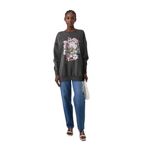 Sudadera Vintage Lavada de Primera Calidad, Corte Holgado, Cuello Redondo, con Logotipo Personalizado, 100% Algodón Grueso para Mujer - Product Image 2