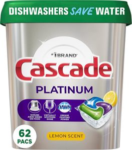 Cápsulas para Lavavajillas Cascade Platinum, Detergente para Lavavajillas, Jabón para Lavavajillas, Actionpacs, Limón, 62 Unidades - Product Image 5