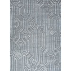 Alfombra Azul Azalea Anudada a Mano de Lana, Bambú y Seda, Alfombra Abstracta de Algodón Orgánico para Sala de Estar, Alfombra de Yute para el Hogar y el Pasillo - Product Image 1