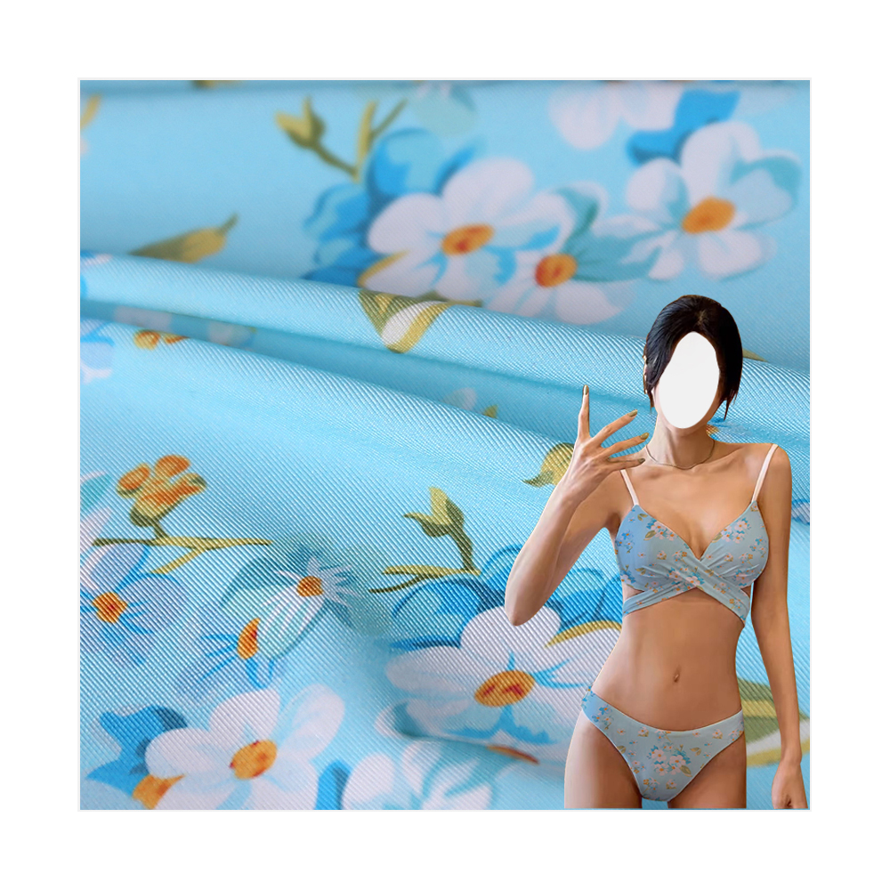 Factory Wholesale of Nylon Digital Direct Spray Printed Fabric Ice Silk Elastic Swimwear Underwear Printed Fabric