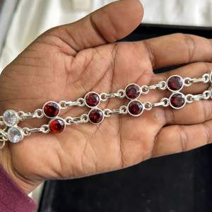 สร้อยข้อมือเงินสเตอร์ลิง925, สร้อยข้อมือเพทาย, สร้อยข้อมือแฮนด์เมด, สร้อยข้อมือข้อมือข้อมือ, สายรัดข้อมือ, สร้อยข้อมือหิน8ชิ้น - Product Image 5