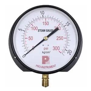 BLACK STEEL CASE STEAM BOILER PRESSURE GAUGE