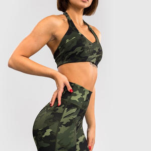 Custom Womens Sports Bra Forest Camo Pattern Gym Fitness Bra OEM Available - Product Image 5