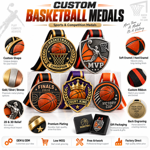 Medallas Personalizadas para Campeonatos de Baloncesto Deportivo y de Competición, Medalla de Premio para Torneos con Relieve 3D en Esmalte, Oro, Plata, Bronce, OEM, ODM - Product Image 4