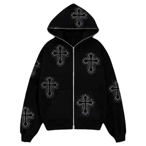 Nouveauté Sweat-shirts pour hommes de qualité supérieure avec motif en strass uni 100% coton polaire imperméable pour la saison hivernale - Product Image 1