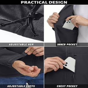 Vêtements de travail d'hiver personnalisés pour hommes Veste softshell coupe-vent imperméable Doublure en polaire Col montant Fermeture éclair Logo à l'avant - Product Image 6