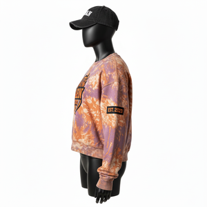 Sudadera para Mujer con Efecto Deslavado al Sol, Felpa Vintage, Color Naranja Morado, Talla Grande, Logotipo Personalizado, Lavado Ácido, Transpirable - Product Image 3