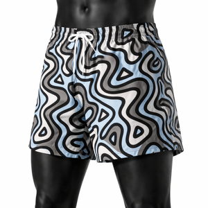 Pantalones Cortos Personalizados para Hombre con Estampado Abstracto, Estilo Urbano, de Playa, Secado Rápido, Casuales de Verano, con Cordón Ajustable, Sublimación, OEM, ODM - Product Image 3