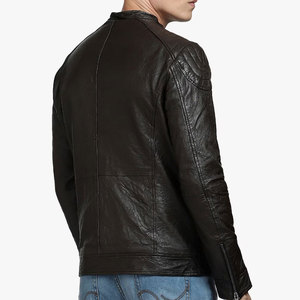 Blouson en cuir vintage à capuche personnalisé au design unique, col montant, prix avantageux, meilleure qualité pour hommes - Product Image 4