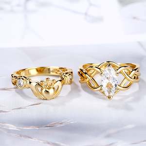Jeulia Intertwined Claddagh Sterling <b>Silver</b> <b>Ring</b> <b>Set</b> with Princess Cut Gemstone - Product Image 6