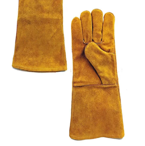 Guantes de soldadura de cuero dividido de vaca Guantes de seguridad de cuero genuino de piel de vaca largos Protección DE TRABAJO Soldadura industrial - Product Image 2